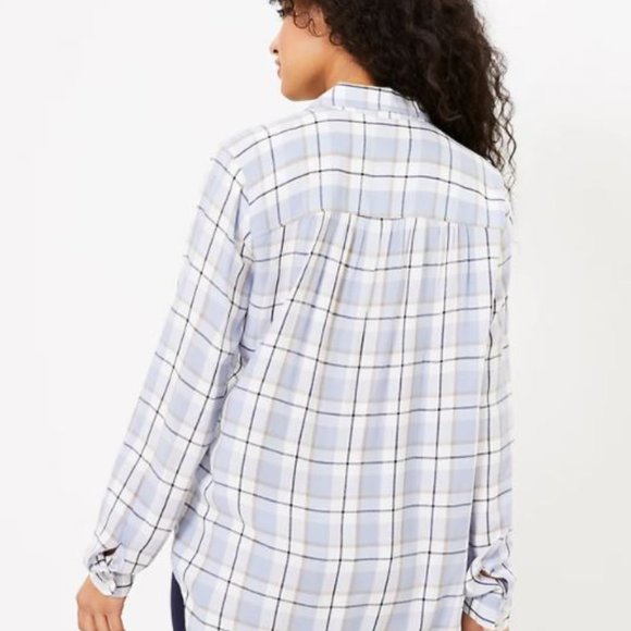 NWT LOFT Women's Plaid Tunic Button Down Shirt - Picture 3 of 3